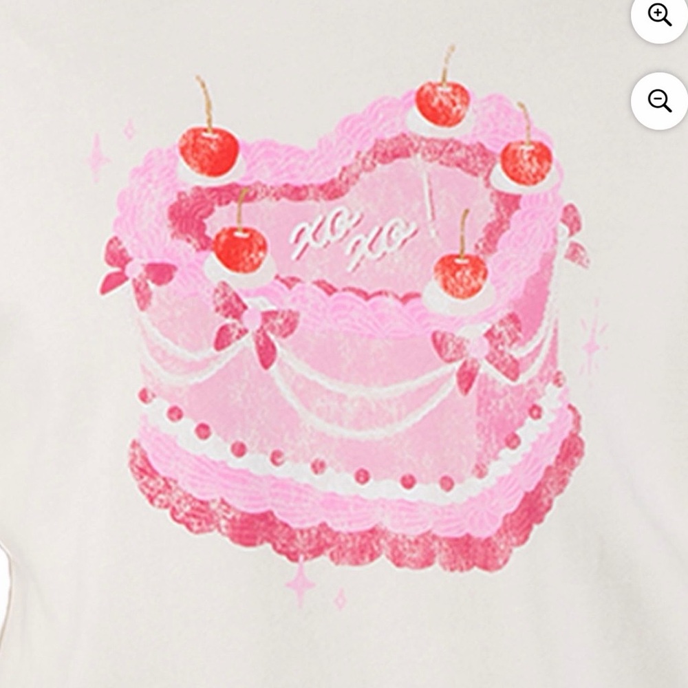 STATE OF MINE V-DAY PULLOVER Cream Sweatshirt with Pink Graphic - Picture 5 of 7